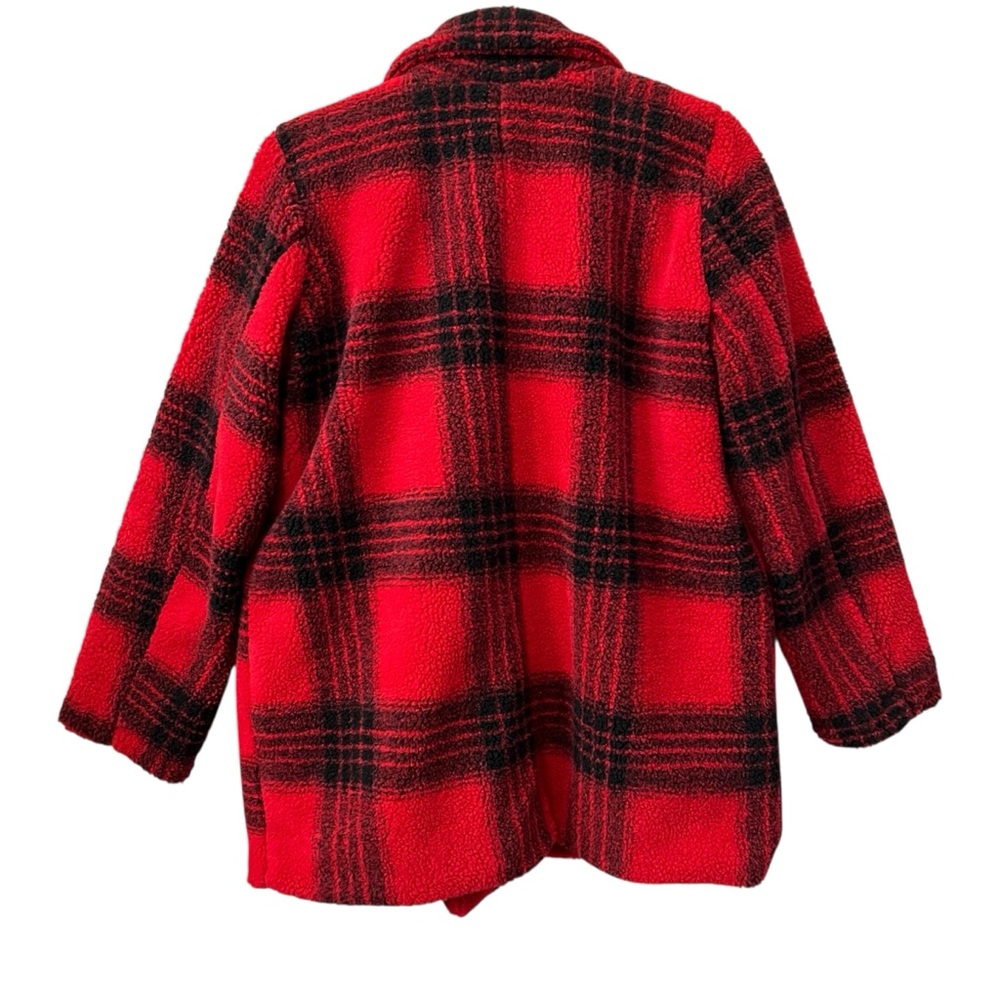 Stoosh Peacoat Jacket Double Breasted in Red and Black Plaid Size L - Picture 2 of 11
